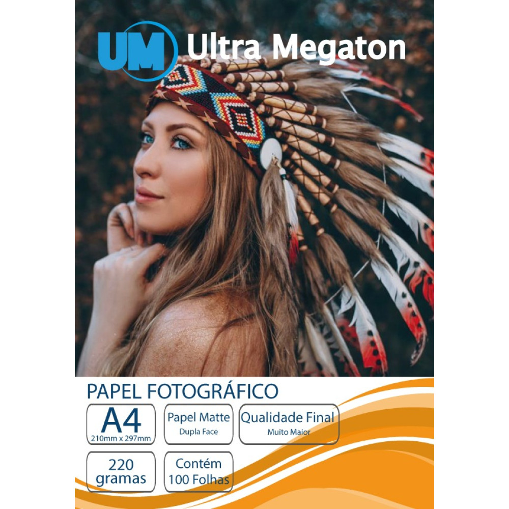 Papel Fotográfico Matte Fosco Dupla Face A4 220g 100 Folhas Ultra Megaton Canoas Rs 9936